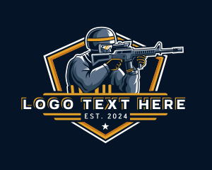 Shooting - Soldier Rifle Shooting logo design