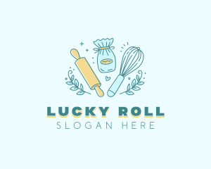 Heart Baking Rolling Pin logo design