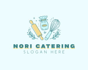 Heart Baking Rolling Pin logo design