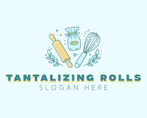 Heart Baking Rolling Pin logo design