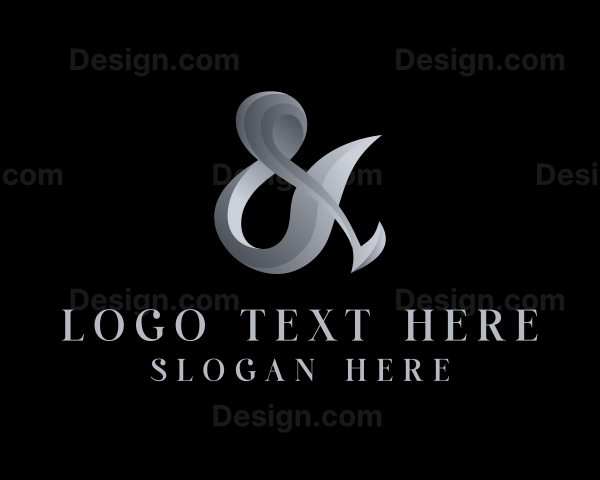 Silver Ampersand Lettering Logo