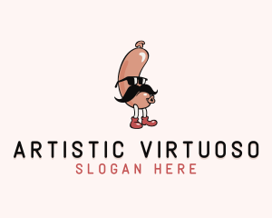 Hipster Sunglasses Sausage logo design