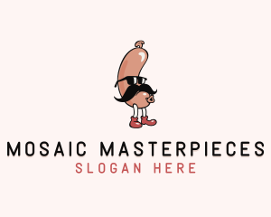 Hipster Sunglasses Sausage logo design