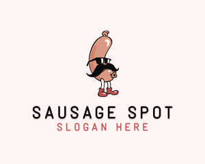 Hipster Sunglasses Sausage logo design