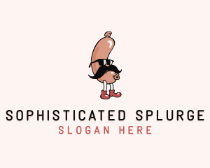 Hipster Sunglasses Sausage logo design