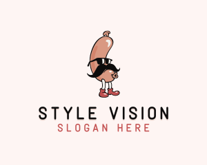 Hipster Sunglasses Sausage logo design