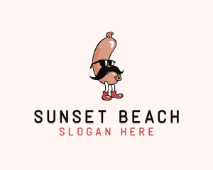 Hipster Sunglasses Sausage logo design