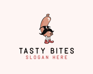 Hipster Sunglasses Sausage logo design