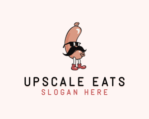 Hipster Sunglasses Sausage logo design