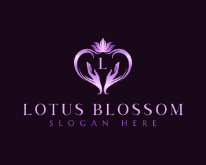 Lotus Heart Hand logo design