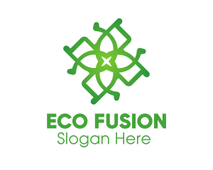 Green Organic Flower logo design