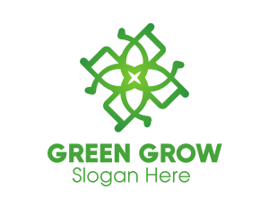 Green Organic Flower logo design