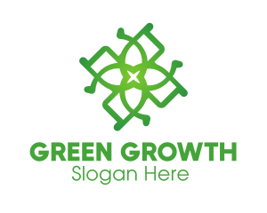 Green Organic Flower logo design