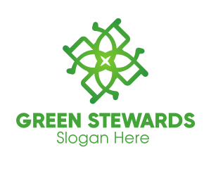 Green Organic Flower logo design