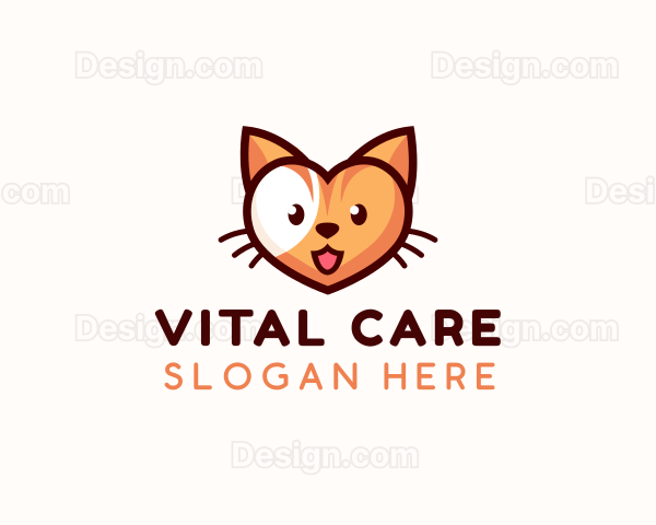 Heart Pet Cat Logo
