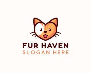 Heart Pet Cat logo design