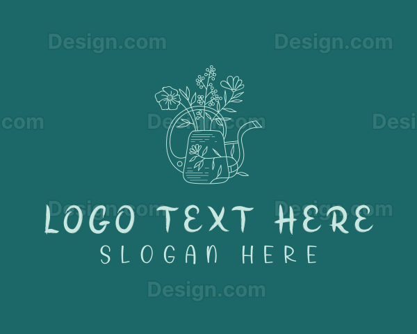 Flower Garden Watering Can Logo