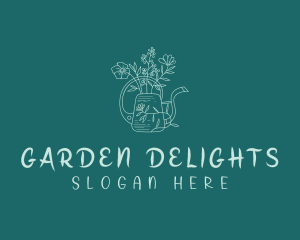 Flower Garden Watering Can logo design