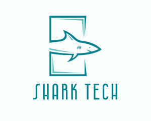 Shark Aquarium Surfing logo design