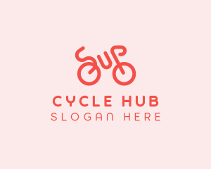 Red Minimalist Bike logo design