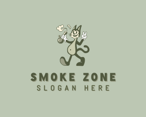 Cat Marijuana Cartoon logo design