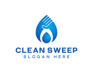 Blue Clean Hand logo design