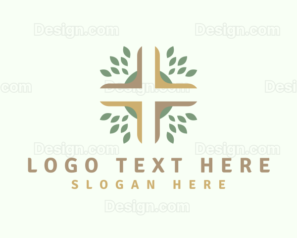 Nature Leaf Cross Logo