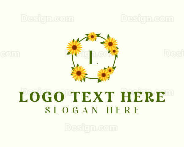 Sunflower Wreath Letter Logo