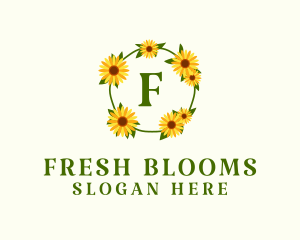 Sunflower Wreath Letter logo design
