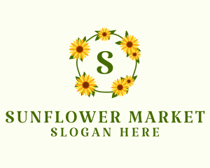 Sunflower Wreath Letter logo