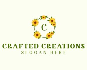 Sunflower Wreath Letter logo design