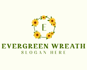 Sunflower Wreath Letter logo design