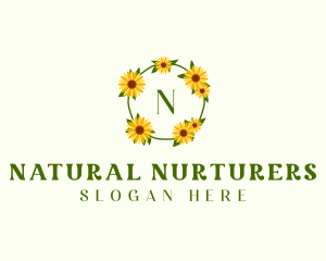 Sunflower Wreath Letter logo design