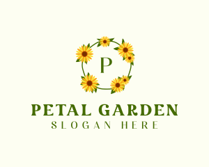 Sunflower Wreath Letter logo design