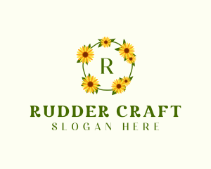 Sunflower Wreath Letter logo design