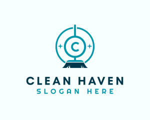 Broom Cleaning Housekeeper logo design