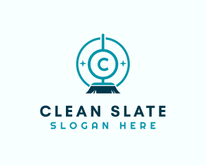 Broom Cleaning Housekeeper logo design