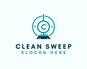 Broom Cleaning Housekeeper logo design