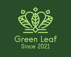 Green Leaf Crown logo design