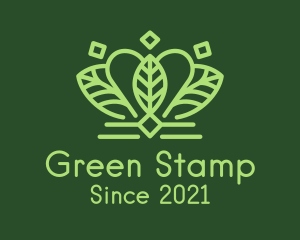 Green Leaf Crown logo design