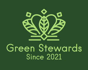 Green Leaf Crown logo design