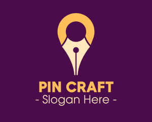 Pen Nib Location Pin logo design