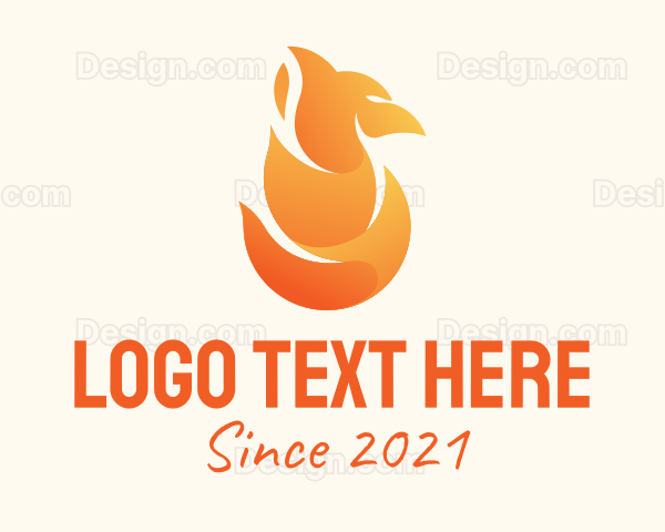 Orange Fire Phoenix Logo