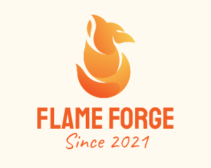 Orange Fire Phoenix  logo design