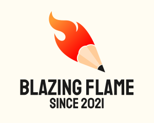 Flaming Writing Pencil logo design