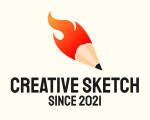 Flaming Writing Pencil logo design