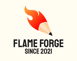 Flaming Writing Pencil logo design