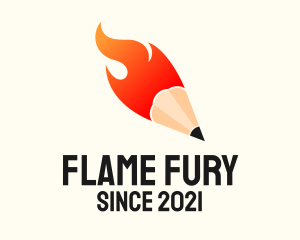 Flaming Writing Pencil logo design