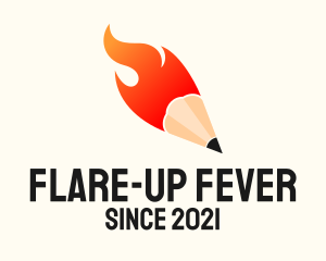 Flaming Writing Pencil logo design