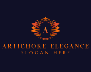 Elegant Leaves Crown logo design